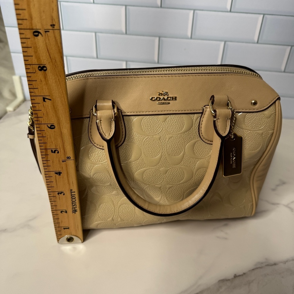Coach Embossed Satchel Bag Small Beige Bennett Leather Y2K - Picture 2 of 11